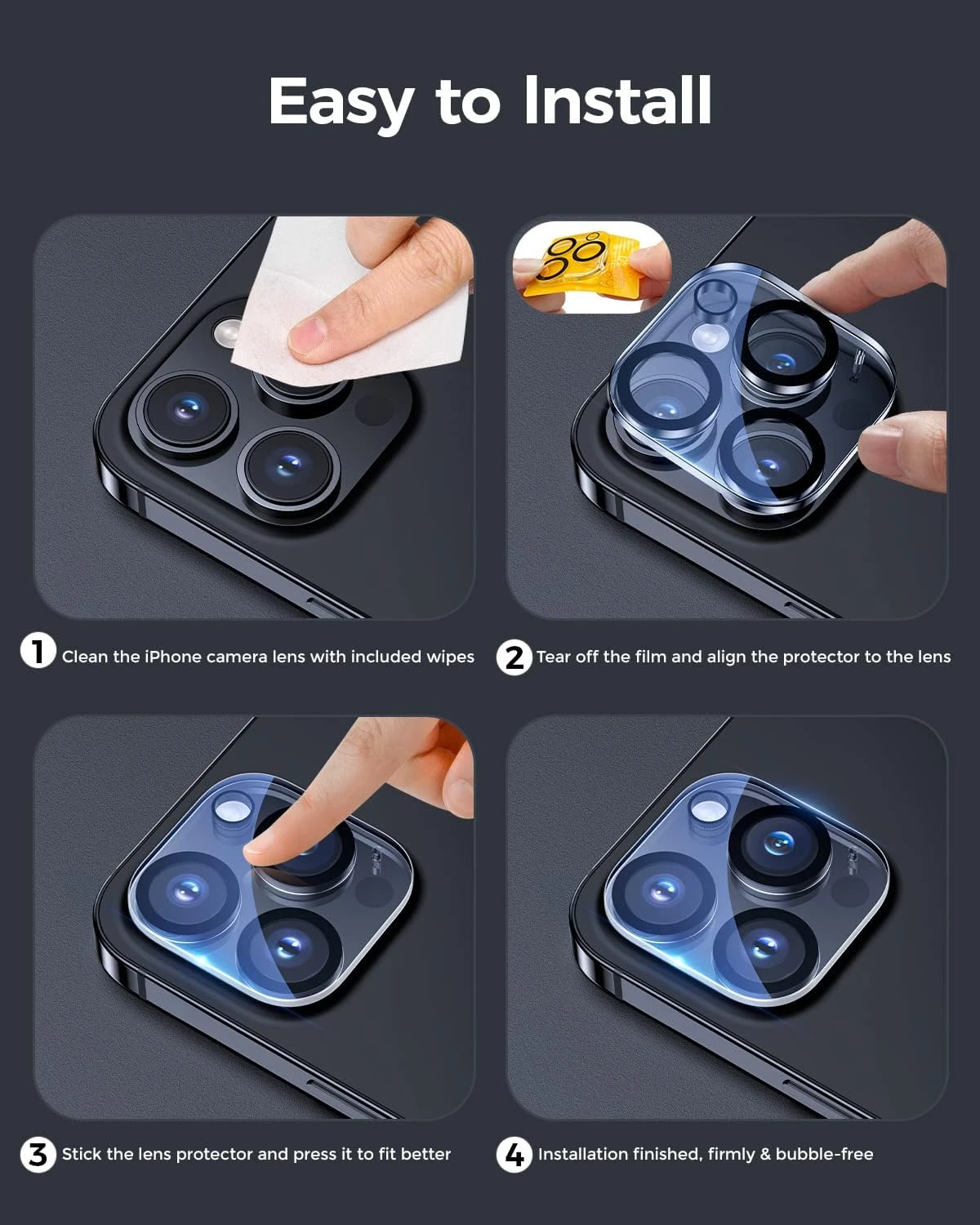 iPhone 13 pro max Camera Screen Protector Full Tempered Glass Back camera Lens Protector - Image 2