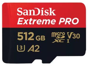 SanDisk Extreme PRO 512GB V30 A2 U3 microSDXC UHS-I Card with Adapter