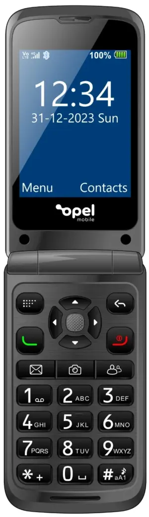 Opel Mobile 4G Flip X (2.8", Big Button, Flip Phone) - Black