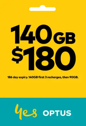 OPTUS $180 4G/5G SIM STARTER KIT 186 DAYS EXPIRY