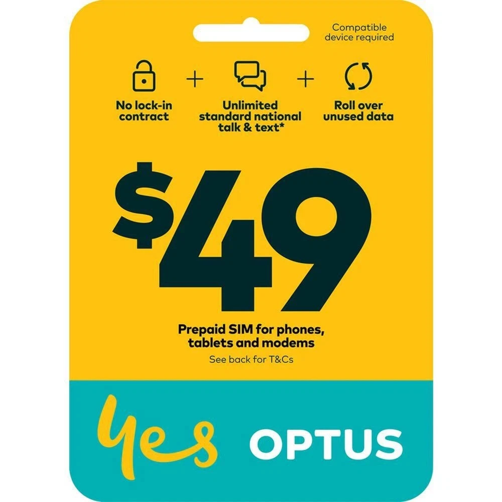 Optus $49 4G/5G Prepaid Sim Card Starter Kit Pack